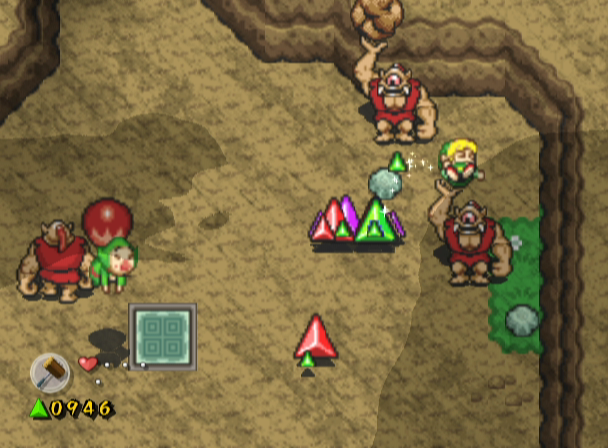 The Legend of Zelda: Four Swords Adventures (GameCube) screenshot: This guy is knocking the force gems out of me!