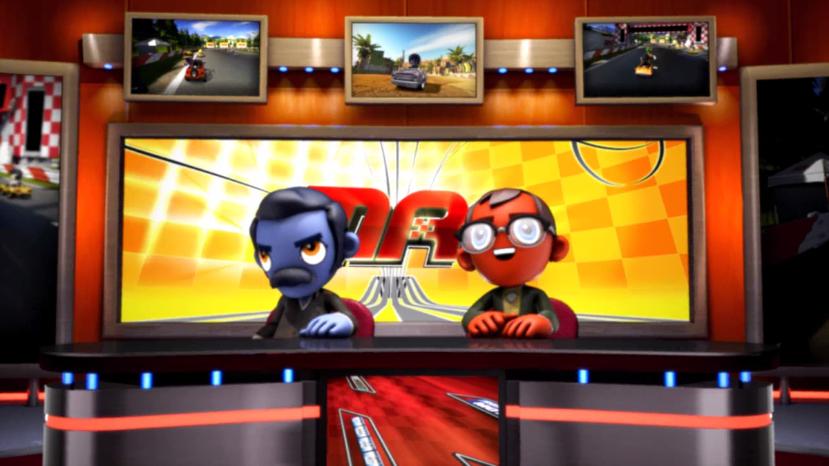 ModNation Racers (PlayStation 3) screenshot: These two commentators are a comic relief