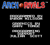 Arch Rivals (Game Gear) screenshot: Title screen with credits