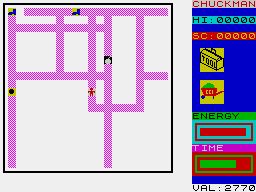 Chuckman (ZX Spectrum) screenshot: The long-range map