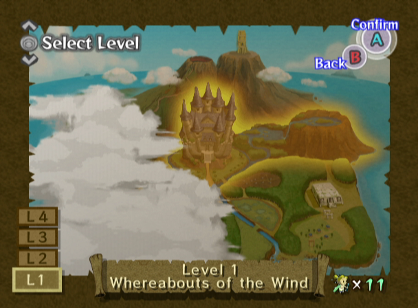The Legend of Zelda: Four Swords Adventures (GameCube) screenshot: The level select screen