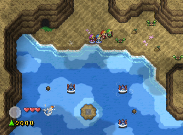 The Legend of Zelda: Four Swords Adventures (GameCube) screenshot: Exploring along the shore