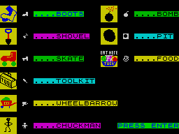 Chuckman (ZX Spectrum) screenshot: What all the drawings are