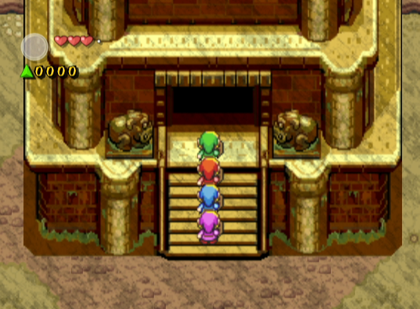 The Legend of Zelda: Four Swords Adventures (GameCube) screenshot: Entering some sort of temple...