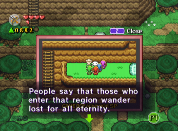 The Legend of Zelda: Four Swords Adventures (GameCube) screenshot: This guy offers you some useful advice