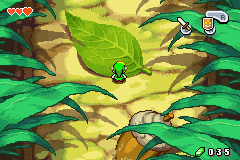 The Legend of Zelda: The Minish Cap (Game Boy Advance) screenshot: A close up of shrunken Link