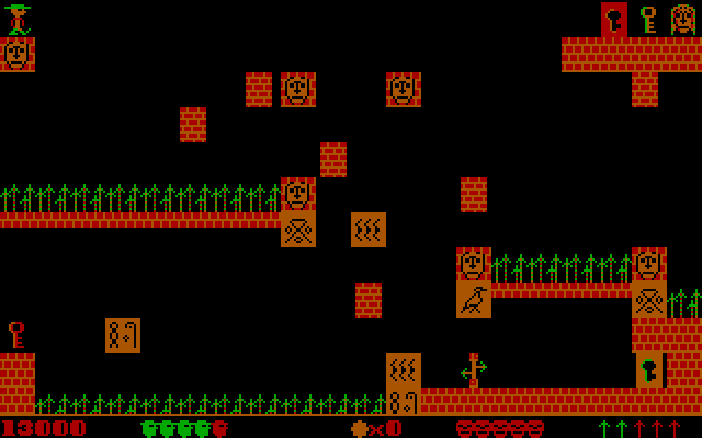 Pharaoh's Tomb (DOS) screenshot: "The Temple of Amun-Re" is quite spike-ful.
