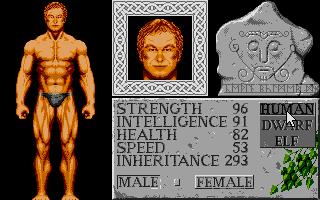 Legends of Valour (Atari ST) screenshot: Creating charecter