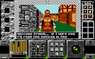 Legends of Valour (Atari ST) screenshot: Welcome friend