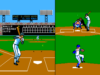 Strike Zone Baseball (Arcade) screenshot: Here comes the pitch.