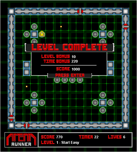 Arena Runner (Windows) screenshot: Level 1 - Level completed