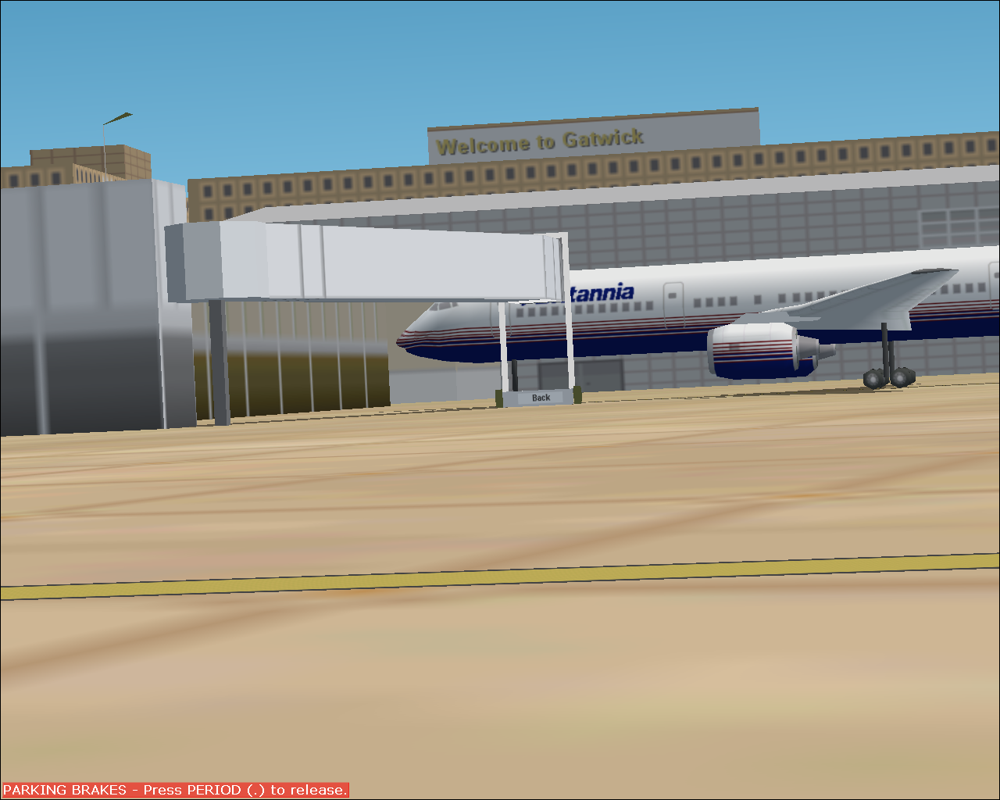 GB Airports (Windows) screenshot: Gatwick - greeting on main terminal.