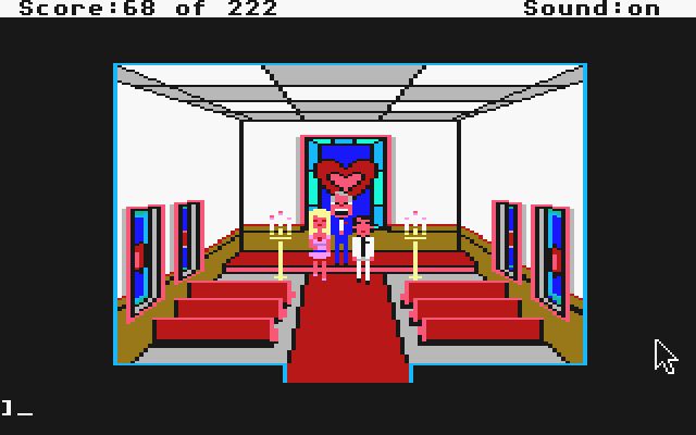 Leisure Suit Larry in the Land of the Lounge Lizards (Atari ST) screenshot: Larry is about to get married!