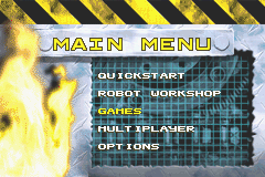 Robot Wars: Advanced Destruction (Game Boy Advance) screenshot: Main menu