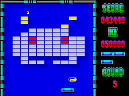 Arkanoid (ZX Spectrum) screenshot: The oddly shaped fifth level