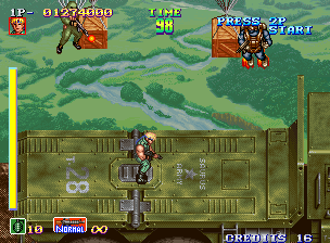 Shock Troopers (Arcade) screenshot: Mountain Range - Stage 2