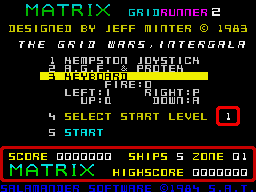 Attack of the Mutant Camels (ZX Spectrum) screenshot: Main menu