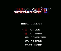 Arkanoid: Revenge of DOH (MSX) screenshot: The main menu