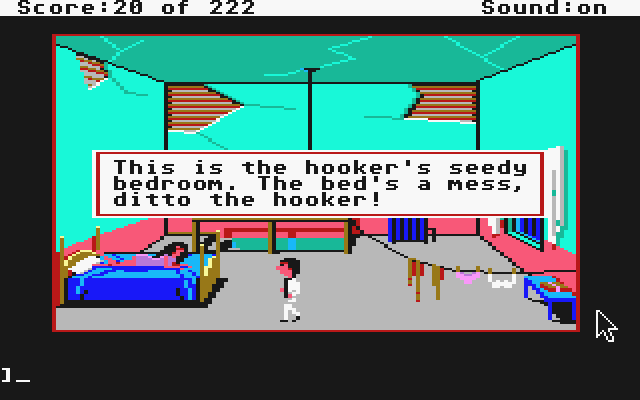 Leisure Suit Larry in the Land of the Lounge Lizards (Atari ST) screenshot: What have we here?