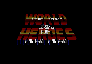World Heroes (Genesis) screenshot: Main menu.