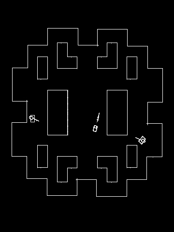 Armor Attack (Vectrex) screenshot: You (The little jeep) Shoot missiles