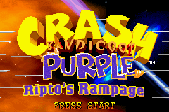 Crash Bandicoot Purple: Ripto's Rampage (Game Boy Advance) screenshot: Title screen.