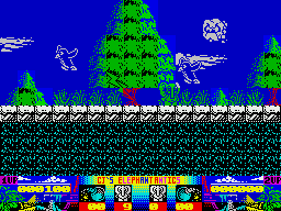 CJ's Elephant Antics (ZX Spectrum) screenshot: Watch out for those penguins!