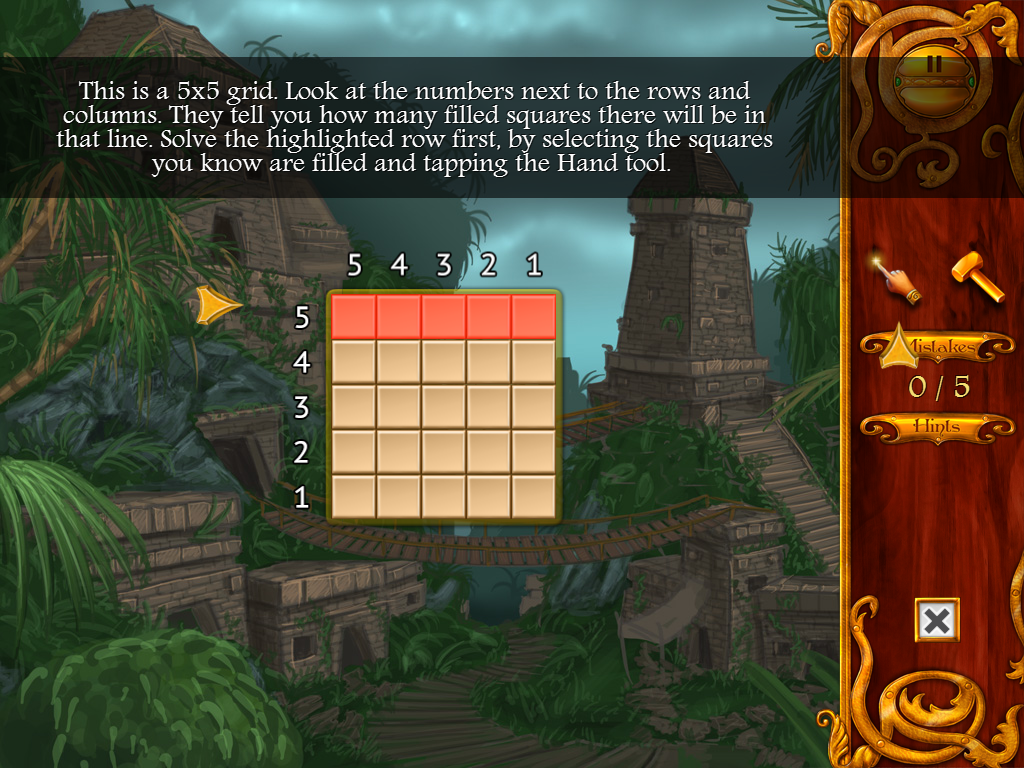 Mystery Riddles (iPad) screenshot: The tutorial on Pic-a-Pix game type