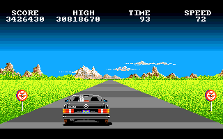 Crazy Cars (Amiga) screenshot: Driving in mountain challenge