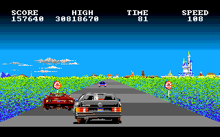 Crazy Cars (Amiga) screenshot: You can drive faster than other cars.