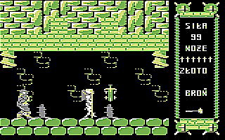 Monstrum (Commodore 64) screenshot: Mummy between rotating spikes
