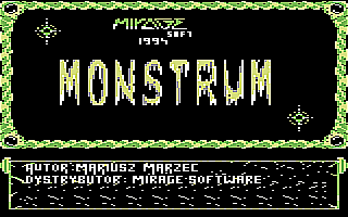 Monstrum (Commodore 64) screenshot: Main menu