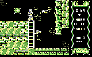 Monstrum (Commodore 64) screenshot: Two bats guarding the ladder