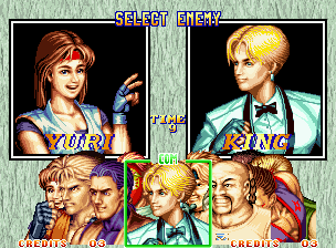 Art of Fighting 2 (Neo Geo) screenshot: Fighter selected, choose the next "victim" too: you've many options... ;-D