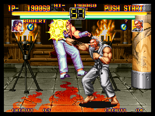 Art of Fighting (Neo Geo) screenshot: Robert VS. Mr. Karate 1
