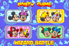 Disney's Magical Quest Starring Mickey & Minnie (Game Boy Advance) screenshot: There are four different Party Games