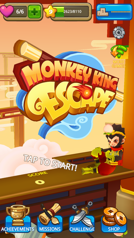 Monkey King Escape (iPhone) screenshot: Main menu