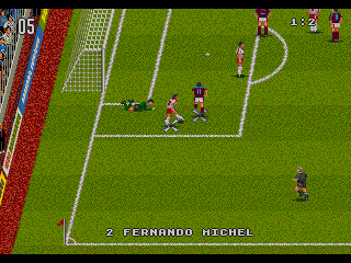 World Trophy Soccer (Genesis) screenshot: A tackle that saved a goal