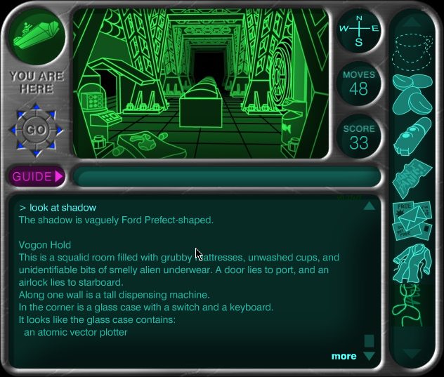 The Hitchhiker's Guide to the Galaxy (Browser) screenshot: Emerging into the Vogon hold.