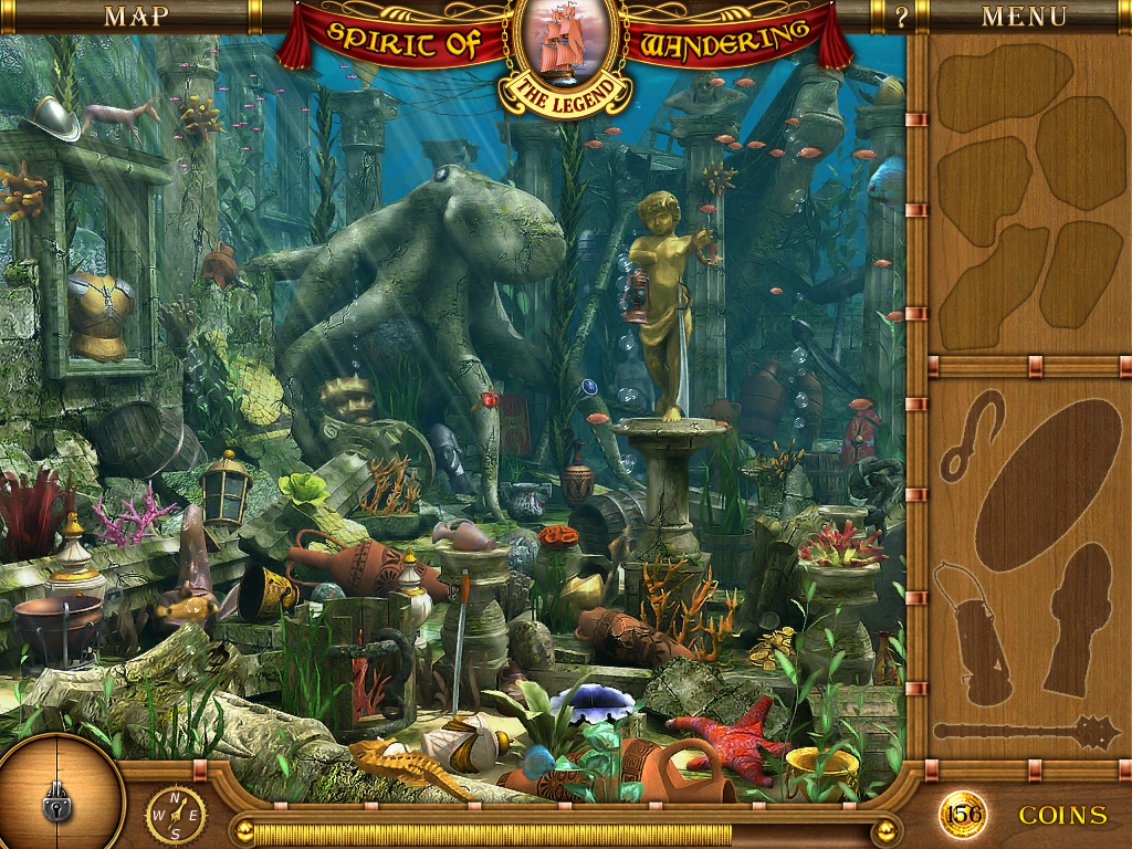 Spirit of Wandering: The Legend (iPad) screenshot: "Under the sea, under the sea! Darling, it's better, down where it's wetter! Take it from me!"