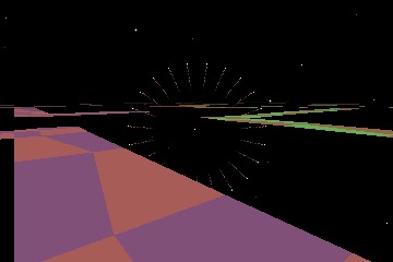 Get Lost! (DOS) screenshot: This fireworks display signifies that a secret has been found.