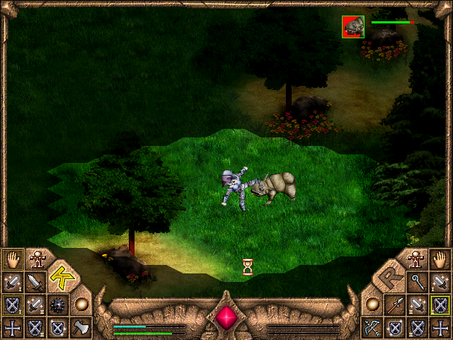 Walpurgis Night (Windows) screenshot: Fighting an animal in the wild.
