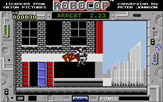 RoboCop (Atari ST) screenshot: RoboCop can jump!