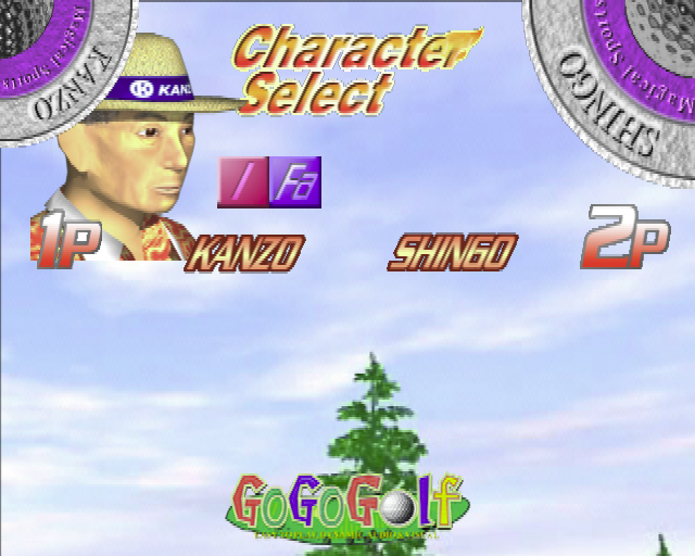 Go Go Golf (PlayStation 2) screenshot: The pre-match character selection screen<br>Characters are chosen via the left/right buttons