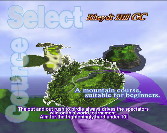 Go Go Golf (PlayStation 2) screenshot: In Stroke Play and Match Play modes the player can choose between the three courses<br>In Tour mode there is no choice