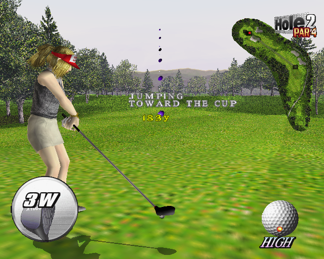 Go Go Golf (PlayStation 2) screenshot: On the fairway and hoping to get to the green