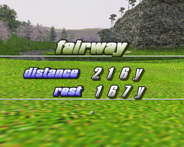 Go Go Golf (PlayStation 2) screenshot: At the end of each shot the player is told how far they went
