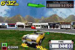 Crazy Taxi: Catch a Ride (Game Boy Advance) screenshot: Save time using the Crazy Drift: now, turnings will be faster and easier!