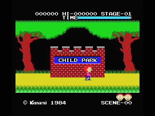 Athletic Land (MSX) screenshot: Stage 1, scene 0