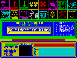 A Ticket to Ride (ZX Spectrum) screenshot: Main menu